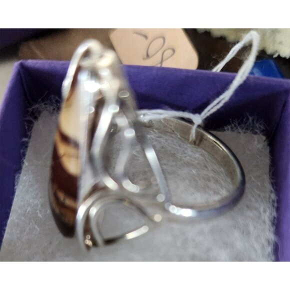 Ring Band Montana Agate Silver Stone 25 x 10 mm Size 10  6.3 gr   Jerry Fran Har - Picture 9 of 15